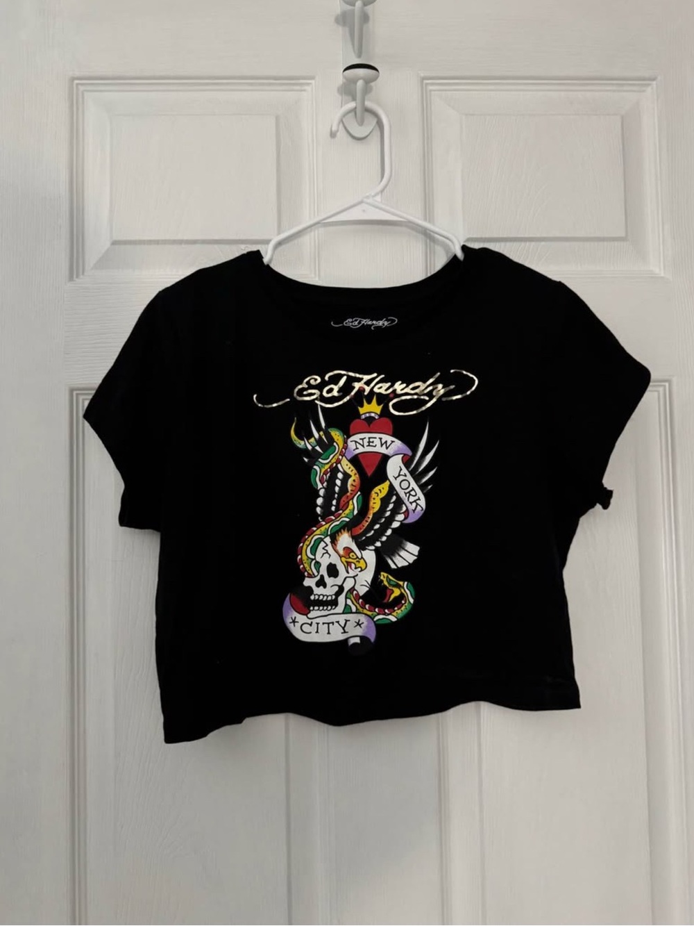 3/$20🛒 Ed Hardy Black Graphic Crop Top